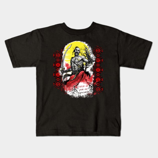 Cossack in battle Kids T-Shirt by xlhombat